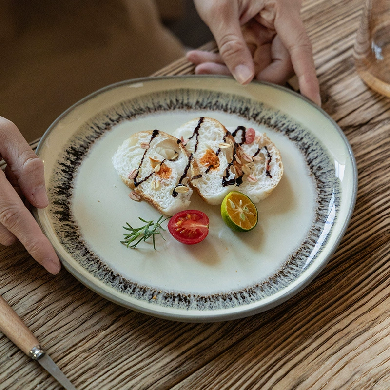 Japanese-Style Glazed Irregular Ceramic Plates