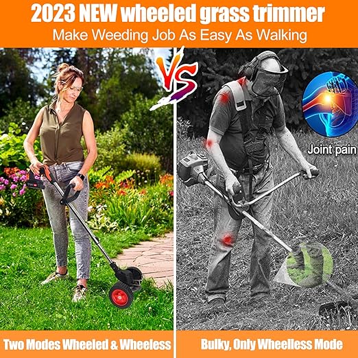 Cordless grass trimmer/shrub cuttter with 1h long-lasting battery weed wacker, grass trimmer, lawn mower Tanutil weed wacker package includes weed wacker, battery, fast charger, blades What's In Your Package? 1 X weed wacker 1 X Battery 1 X Fast Charger 1