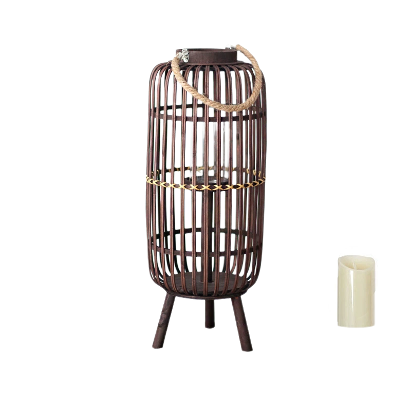 Vintage Wooden Lantern Floor Candle Holder – Romantic Decorative Lantern for Guesthouses, Showrooms, Balconies, and Hotels