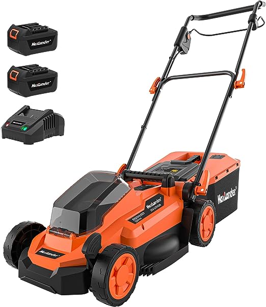 Lawn Mowers Maxlander Electric Lawn Mower Cordless (2-in-1),13 Inch 20V Battery Powered Lawn Mower with Brushless Motor, 5-Position Height Adjustment, 2pcs 4.0Ah Batteries and Charger Included