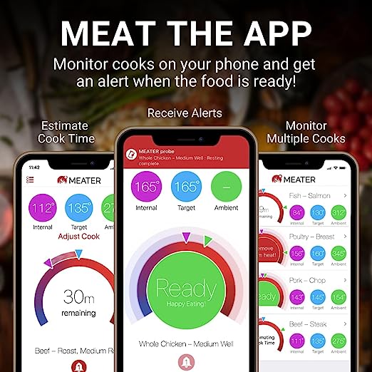 MEATER Plus: Wireless Smart Meat Thermometer | for BBQ, Oven, Grill, Kitchen, Smoker, Rotisserie | 165ft Bluetooth Wireless Range | iOS & Android App | Apple Watch, Alexa Compatible | Dishwasher Safe