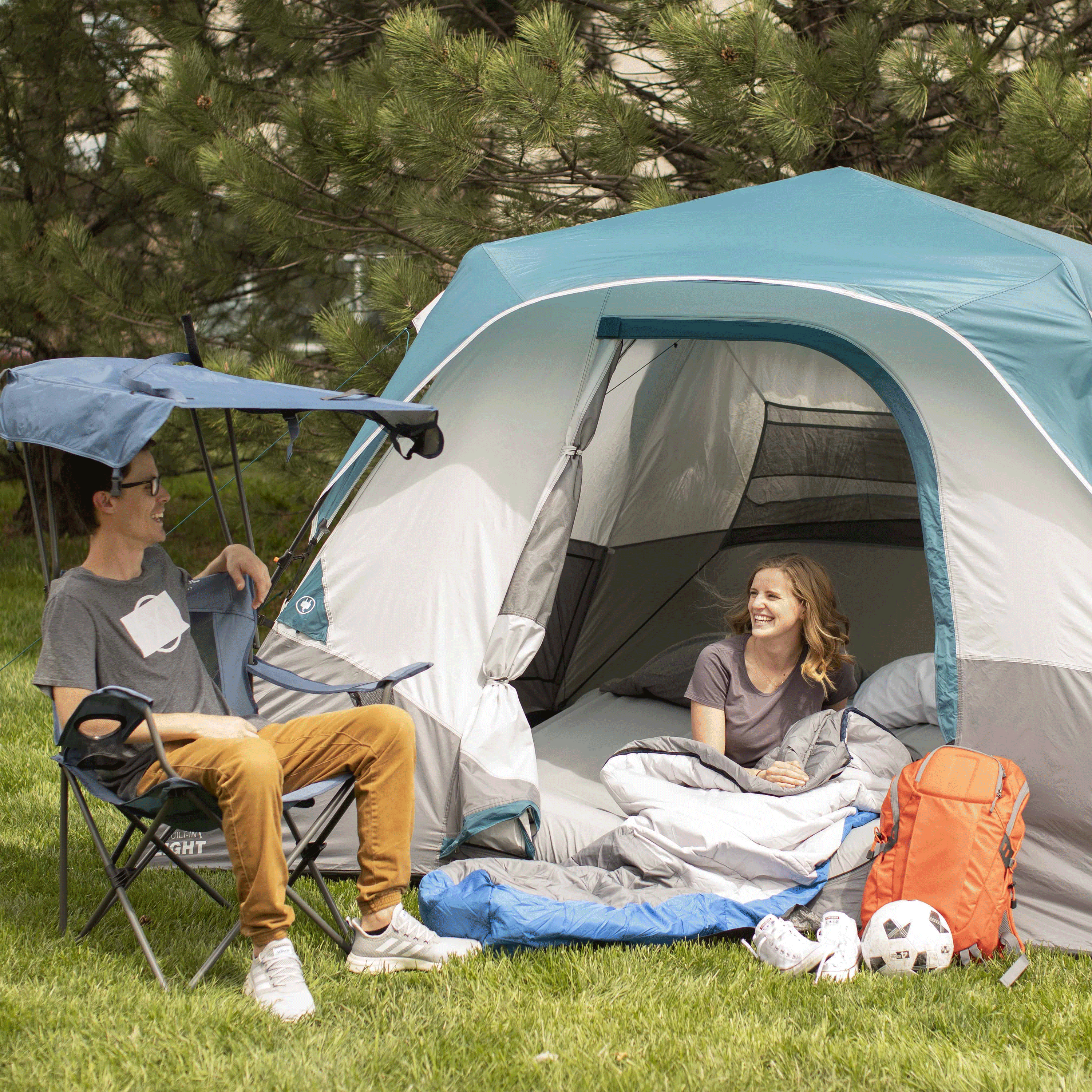 Ozark Trail Sand Island Shaded Canopy Camping Chair with Cup Holders