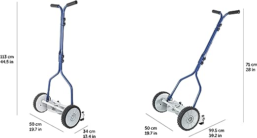 Amazon Basics 14-Inch 4-Blade Push Reel Lawn Mower, Blue