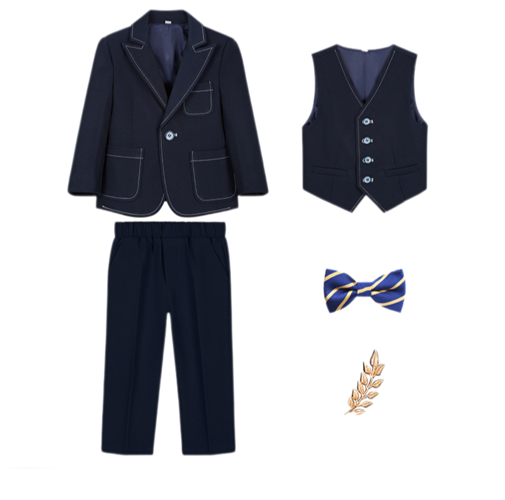 2024 Boys' British Style Suit Set - Elegant Autumn Blazer Outfit for Kids