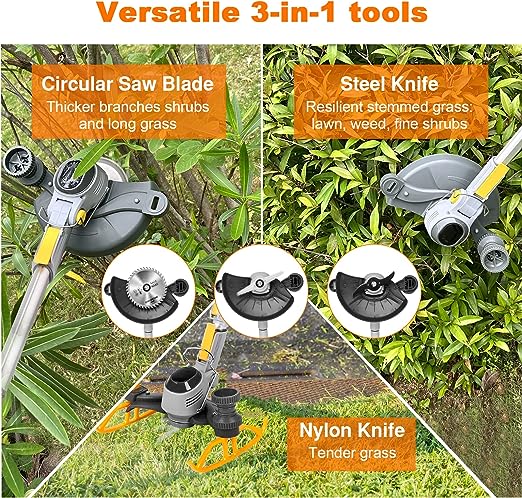 TANUTIL Cordless Weed Wacker, One 2.5Ah Rechargeable Battery Powered Weed Eater, Weed Cutter with Blades, Handhold Electric Grass Trimmer, Small Lightweight Push String Trimmer for Lawn&Garden