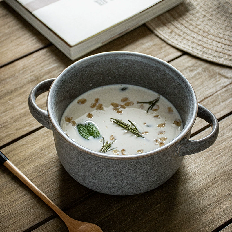 Vintage Double Handle Ceramic Bowl