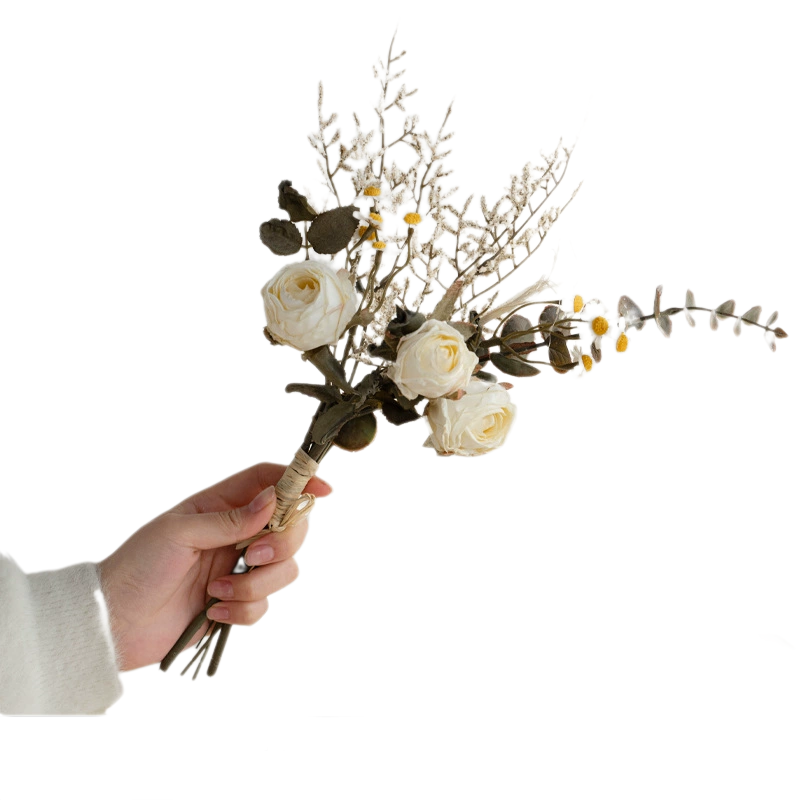 Diana Rose Bouquet with Realistic Branches - High-End Faux Flower Arrangement for Tabletop and Living Room Decor