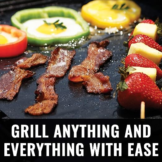 Grillaholics Heavy Duty BBQ Grill Mats for Outdoor Grill - Set of 2 Premium, Non Stick, Reusable & Easy to Clean BBQ Grilling Mats - Best Grill Accessories to Make Grilling Easier & More Fun