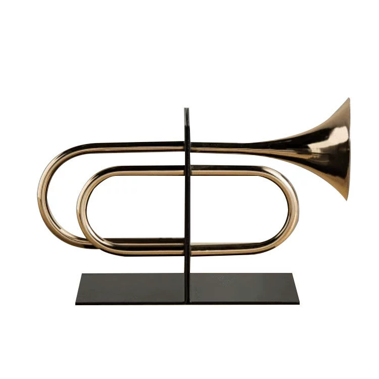 Modern Creative Golden Trumpet Bookends & Decor