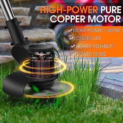 💥Weed Wacker, Electric Weed Wacker Cordless Trimmer, Retractable and Foldable Home Weed Eater Brush Cutter, Portable Battery Power Rechargeable Handheld Lawn Mower for Lawn, Yard, Garden