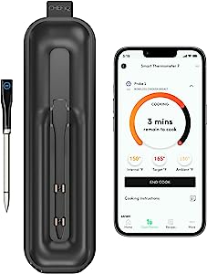 Chef iQ Smart Wireless Meat Thermometer, Unlimited Range, Bluetooth & WiFi Enabled, Digital Cooking Thermometer with Ultra-Thin Probe for Remote Monitoring of BBQ, Oven, Smoker, Air Fryer, Stove