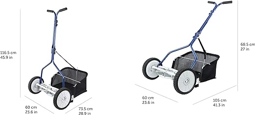 Amazon Basics 18-Inch 5-Blade Push Reel Lawn Mower with Grass Catcher, Blue