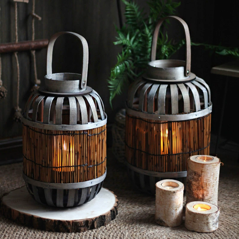 Vintage Wooden Floor Lantern Candle Holder – Traditional Chinese Style Decorative Lantern for Gardens, Courtyards, Guesthouses, and Villas