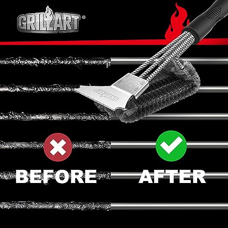 GRILLART Grill Brush and Scraper, Extra Strong BBQ Cleaner Accessories, Safe Wire Bristles 18