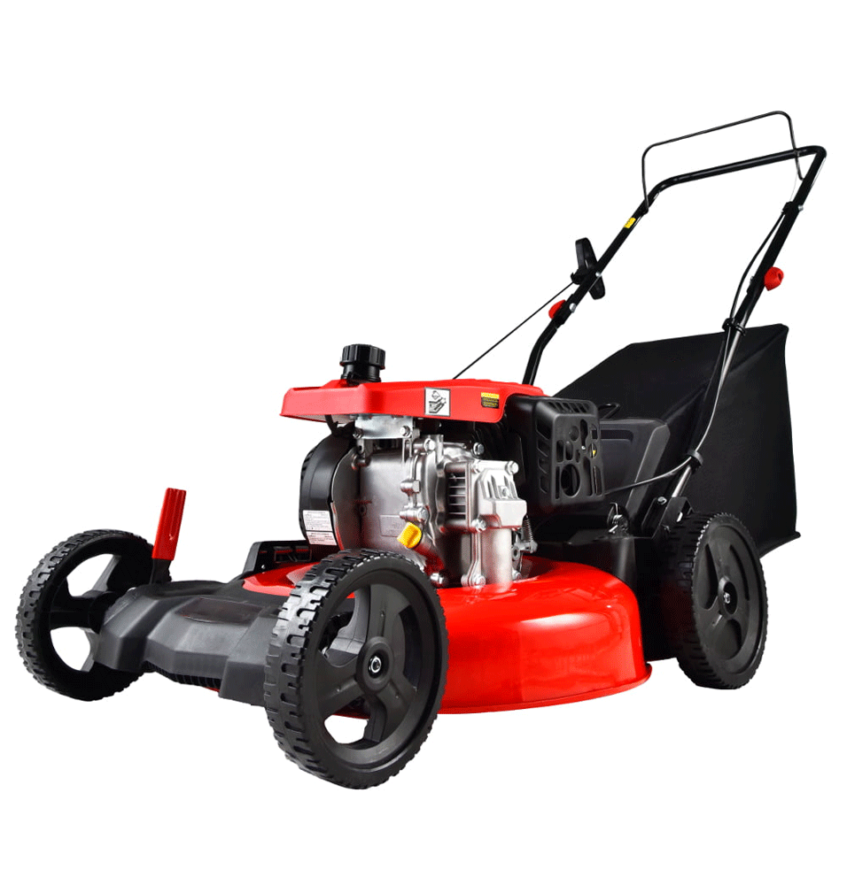 PowerSmart 209CC Engine 21" 3-in-1 Gas Powered Push Lawn Mower DB2194PH with 8" Rear Wheel, Rear Bag, Side Discharge and Mulching