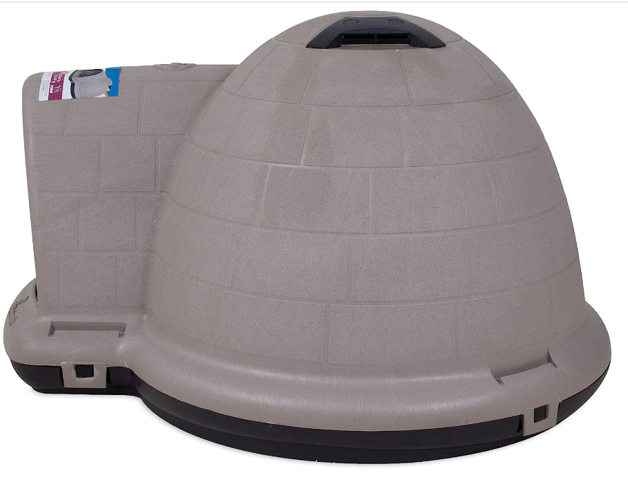 Petmate Indigo Dog House (Igloo Dog House, Made in USA with 90% Recycled Materials, All-Weather Protection Pet Shelter) for Large Dogs 50 to 90 pounds, Made in USA, TAUPE/BLACK