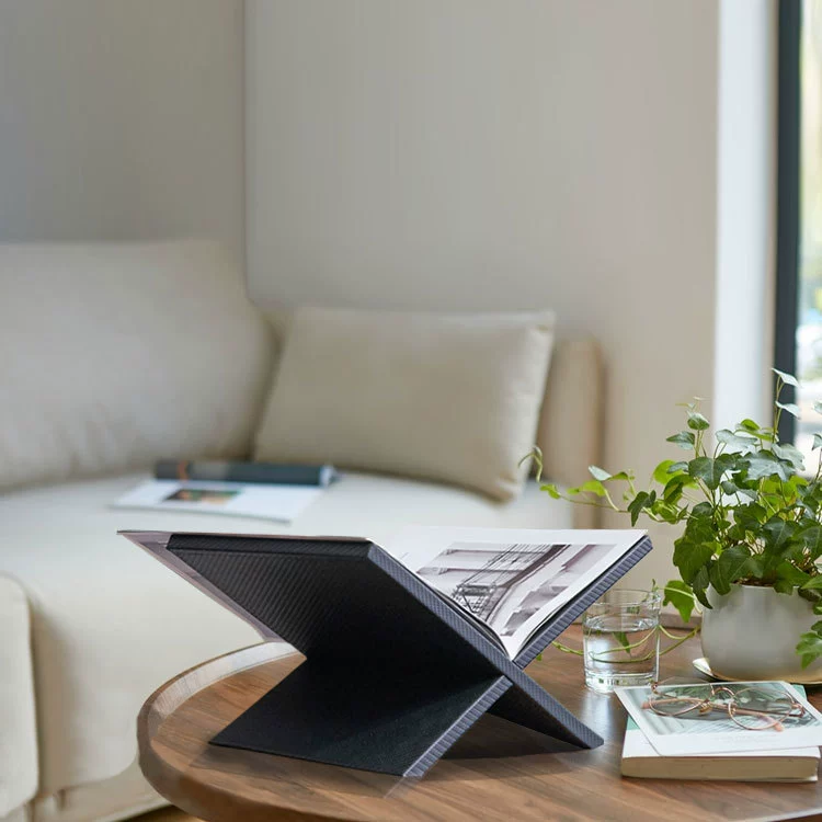 Modern Wooden Leather Book Display Rack