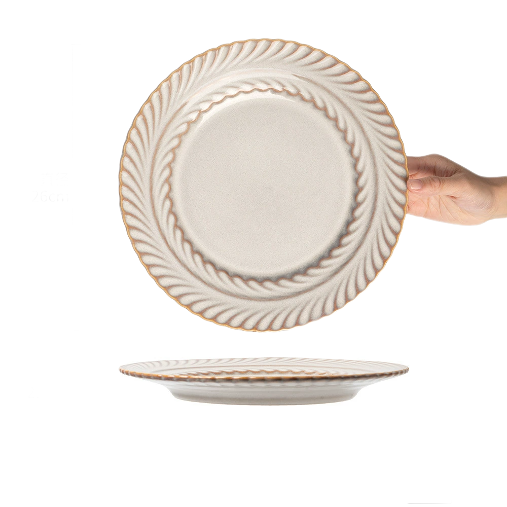 Embossed Wheat Pattern Ceramic Plate