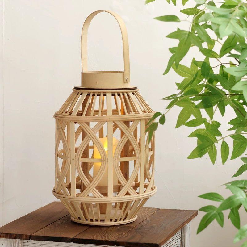 Creative Rattan Lantern Candle Holder - Decorative Accent for Living Room, Study, and Entrance