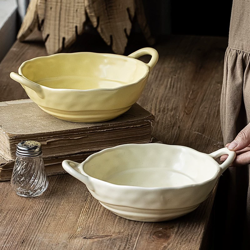 Japanese Ceramic Matte Double-Handled Soup Bowl