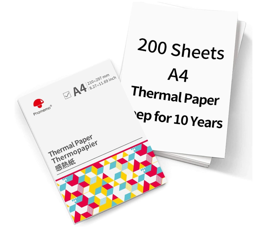 Phomemo A4 Thermal Paper, M08F Thermal Printer Paper Compatible with M08F-Letter M832 M833 M835 M836 & Brother Letter Portable Printer, Advanced Thermal Printing, Size 8.27