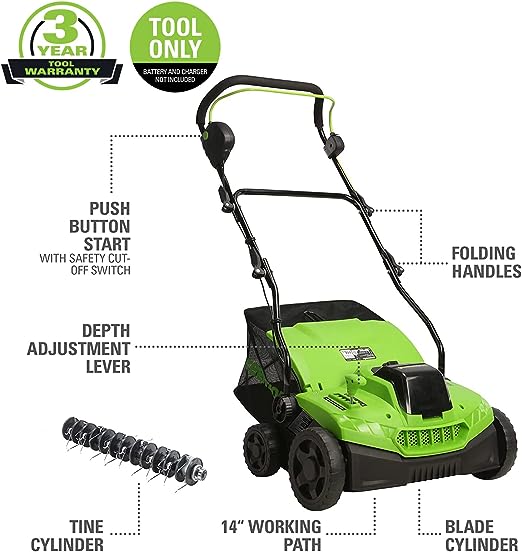 Greenworks 40V (2-In-1) Dethatcher / Scarifier, Tool Only