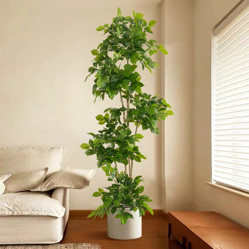 Large Faux Money Tree Plant - High-End Artificial Greenery with Small Leaves for Living Room and Floor Decor