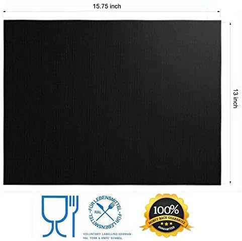 Grill Mat Set of 6-100% Non-Stick BBQ Grill Mats, Heavy Duty, Reusable, and Easy to Clean - Works on Electric Grill Gas Charcoal BBQ - Extended - 15.75 x 13-Inch, Black