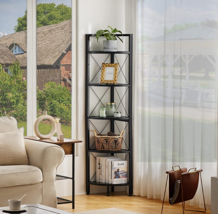 Jaden Gray 4-Tier Corner Bookcase