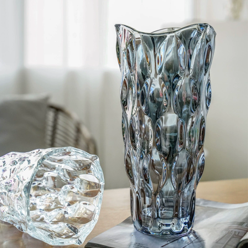 Nordic Crystal Glass Vase - High-End Elegant Flower Vase for Fresh Flowers, Hydroponic Floral Arrangements, Transparent Décor