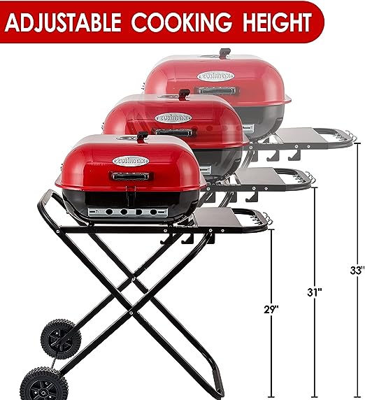 CUSIMAX Charcoal Grill Portable Grill Folding Barbecue Grill Outdoor Cooking Grills & Smokers for BBQ Camping Patio Picnic Backyard, 18.5-Inch, Red