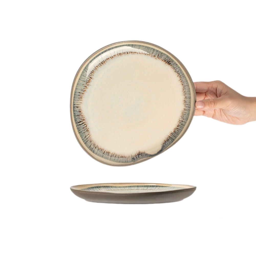 Japanese-Style Glazed Irregular Ceramic Plates