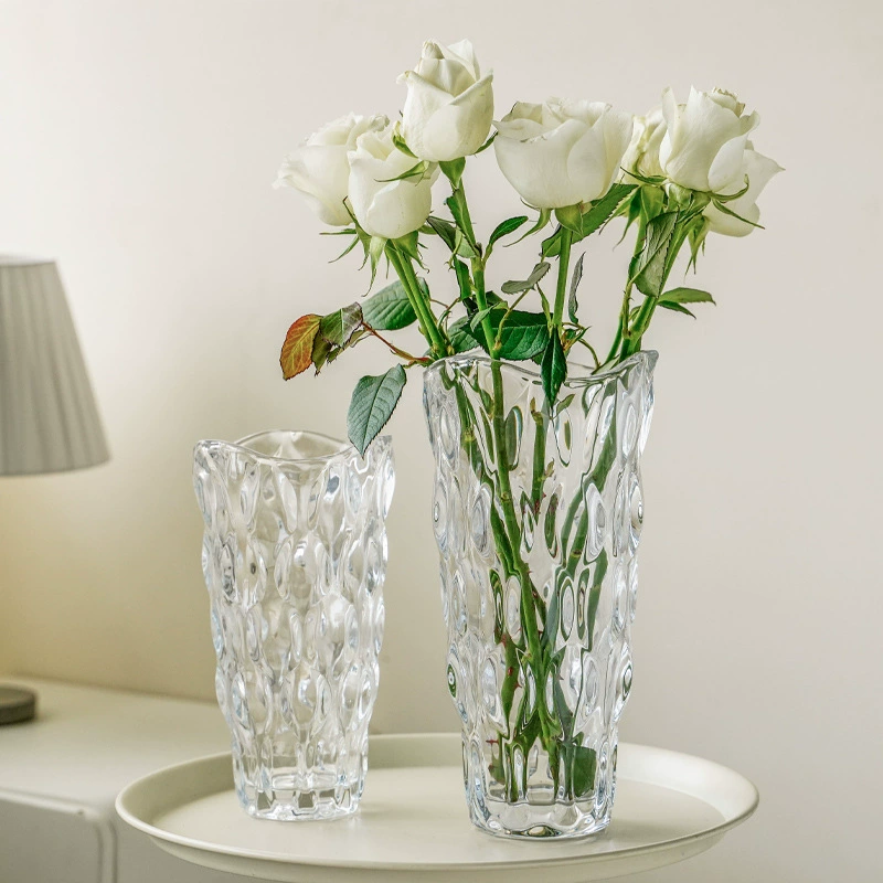 Nordic Crystal Glass Vase - High-End Elegant Flower Vase for Fresh Flowers, Hydroponic Floral Arrangements, Transparent Décor