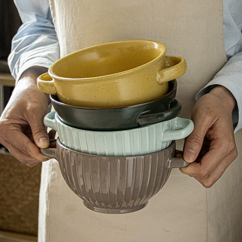 Vintage Double Handle Ceramic Bowl