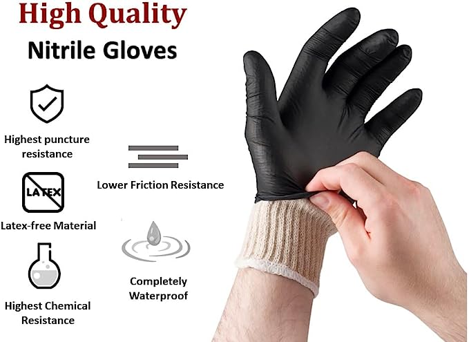 Nechtik BBQ Gloves 4 Cotton Glove Liners and 100 Disposable Gloves Washable Cotton Liners Powder Latex Free Nitrile Gloves