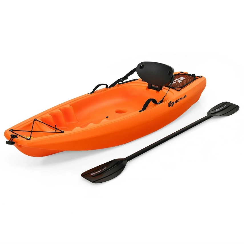 6ft Youth Kayak, Kids Recreational Rowing Fishing Boat w/Paddle, Orange