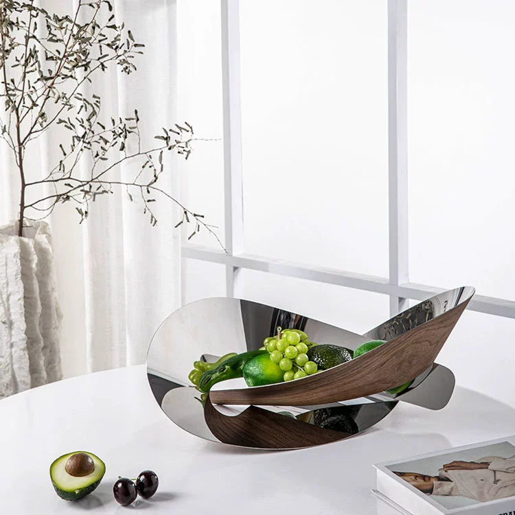 Modern Luxe Creative Abstract Stainless Steel Fruit Tray for Living Room and Home Decor