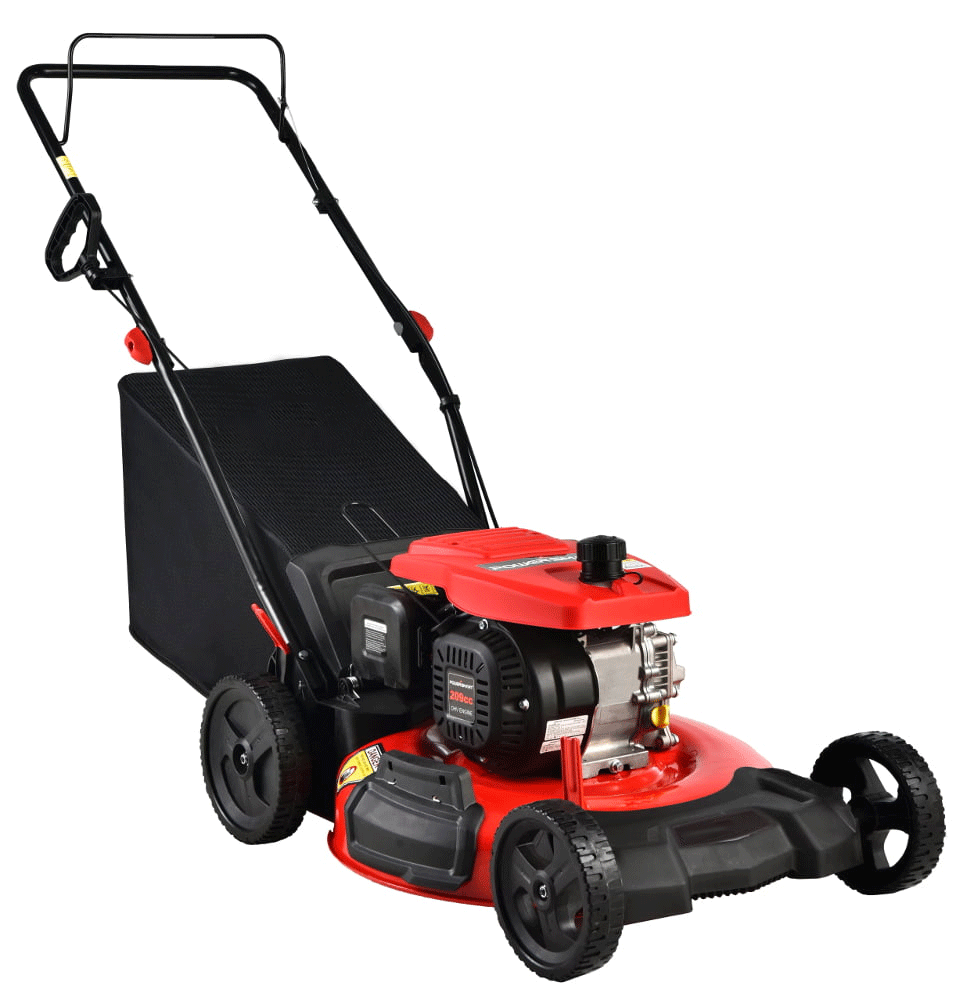 PowerSmart 209CC Engine 21" 3-in-1 Gas Powered Push Lawn Mower DB2194PH with 8" Rear Wheel, Rear Bag, Side Discharge and Mulching