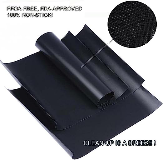 Grill Mat Set of 6-100% Non-Stick BBQ Grill Mats, Heavy Duty, Reusable, and Easy to Clean - Works on Electric Grill Gas Charcoal BBQ - Extended - 15.75 x 13-Inch, Black