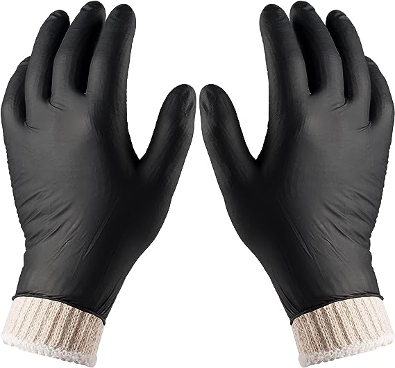 Nechtik BBQ Gloves 4 Cotton Glove Liners and 100 Disposable Gloves Washable Cotton Liners Powder Latex Free Nitrile Gloves