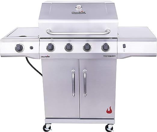 Char-Broil 463354021 Performance 4-Burner Cabinet Style Liquid Propane Gas Grill, Stainless Steel