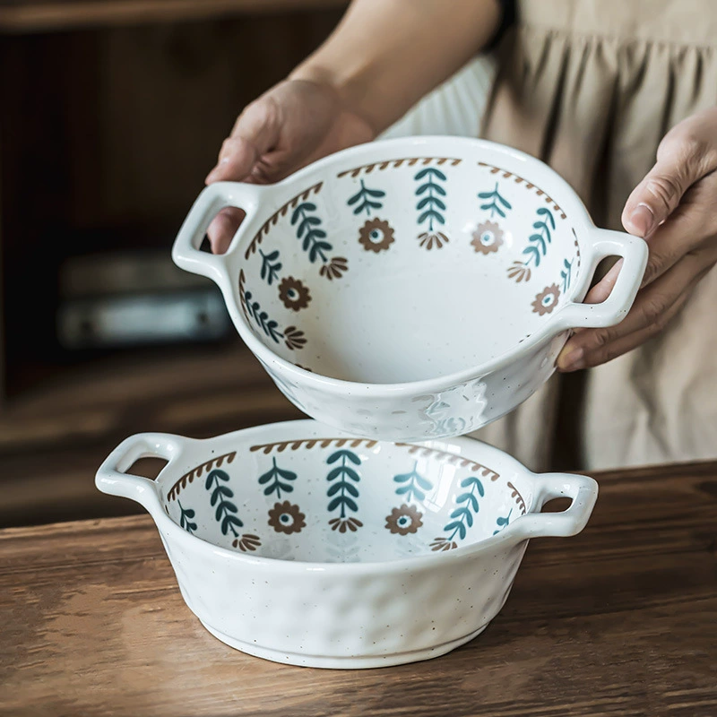 Creative Ceramic Double-Handled Bowl