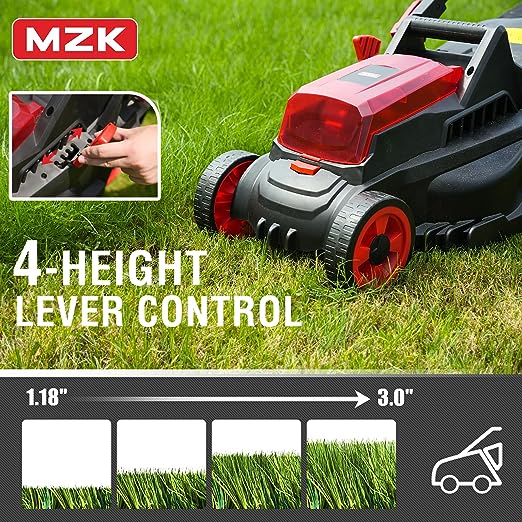 MZK 20V 13'' Brushless Cordless Push Lawn Mower, 4-Position Mowing Height Adjustment w/Removeable 7-Gallon Collection Bag(2 x 4Ah Batteries and Fast Charger Included)