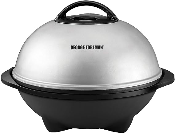 George Foreman, Silver, 12+ Servings Upto 15 Indoor/Outdoor Electric Grill, GGR50B, REGULAR