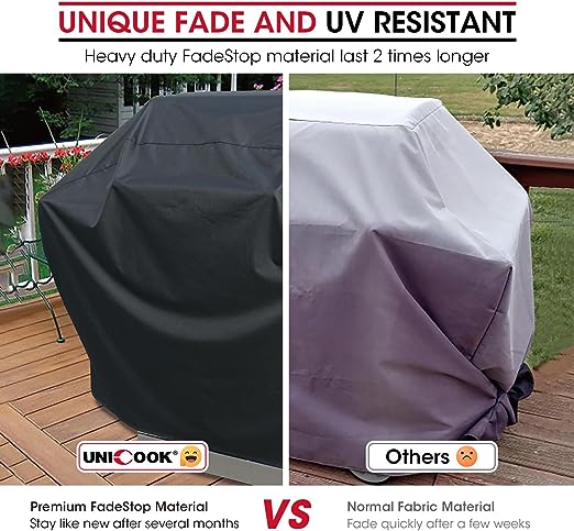 Unicook Grill Cover 55 Inch, Heavy Duty Waterproof Barbecue Gas Grill Cover, Fade and UV Resistant BBQ Cover, Durable Barbecue Cover, Compatible for Weber Char-Broil Nexgrill Grills and More