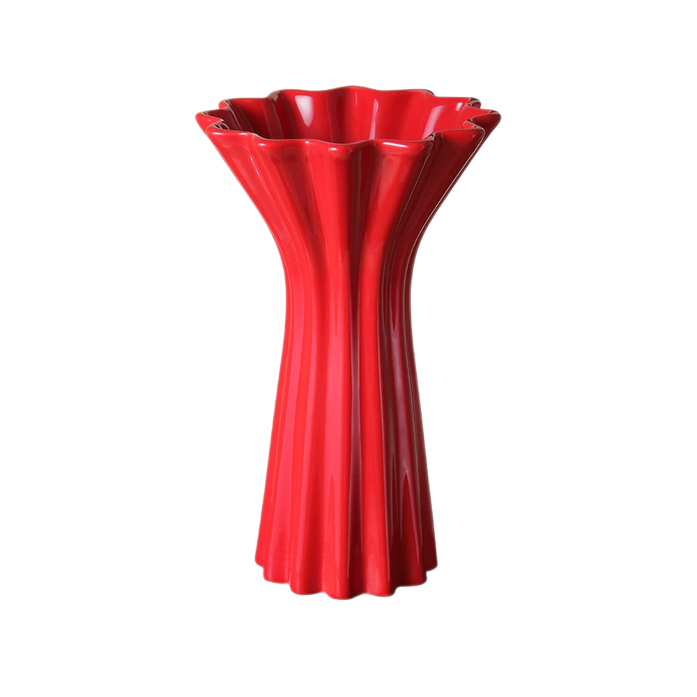 Elegant Red Ceramic Flower Vase – Timeless Home Décor Accent