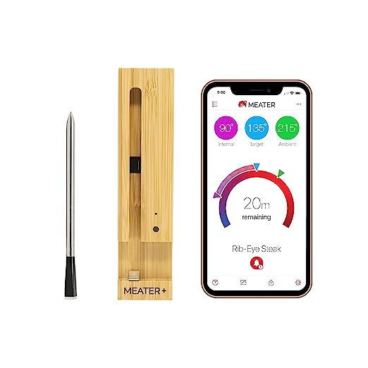 MEATER Plus: Wireless Smart Meat Thermometer | for BBQ, Oven, Grill, Kitchen, Smoker, Rotisserie | 165ft Bluetooth Wireless Range | iOS & Android App | Apple Watch, Alexa Compatible | Dishwasher Safe