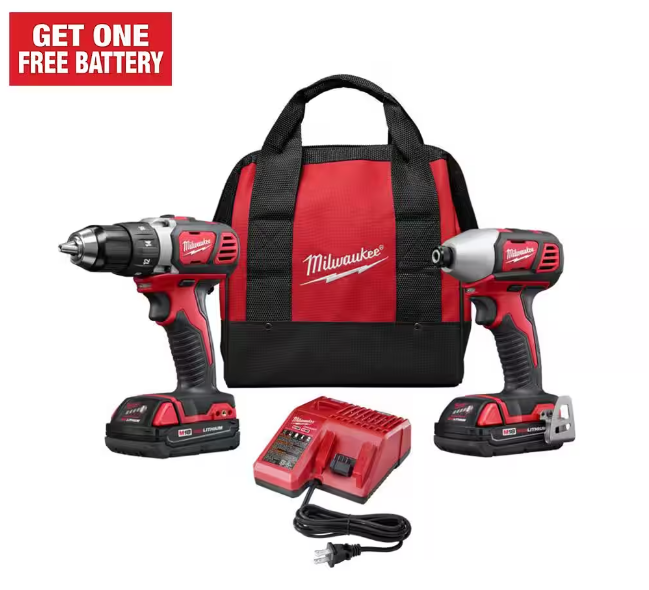 M18 18V Lithium-Ion Cordless Drill Driver/Impact Driver Combo Kit (2-Tool) W/ Two 1.5Ah Batteries, Charger Tool Bag