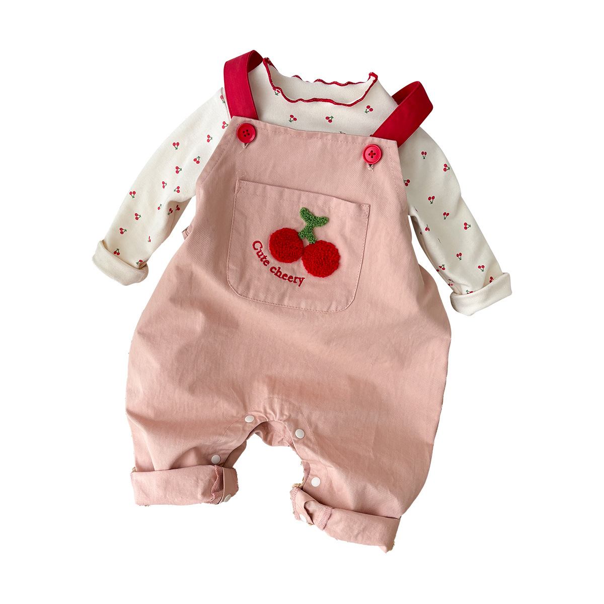 Baby Overalls Set – Adorable Spring Outfit with Long-Sleeve Top & Suspenders