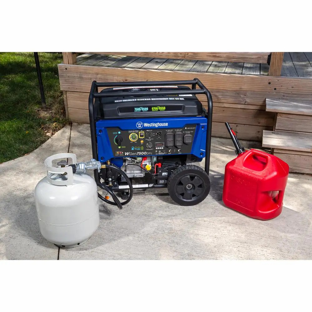 WGen7500DFc 9,500/7,500-Watt Dual Fuel Portable Generator with Remote Start, Transfer Switch Outlet and CO Sensor